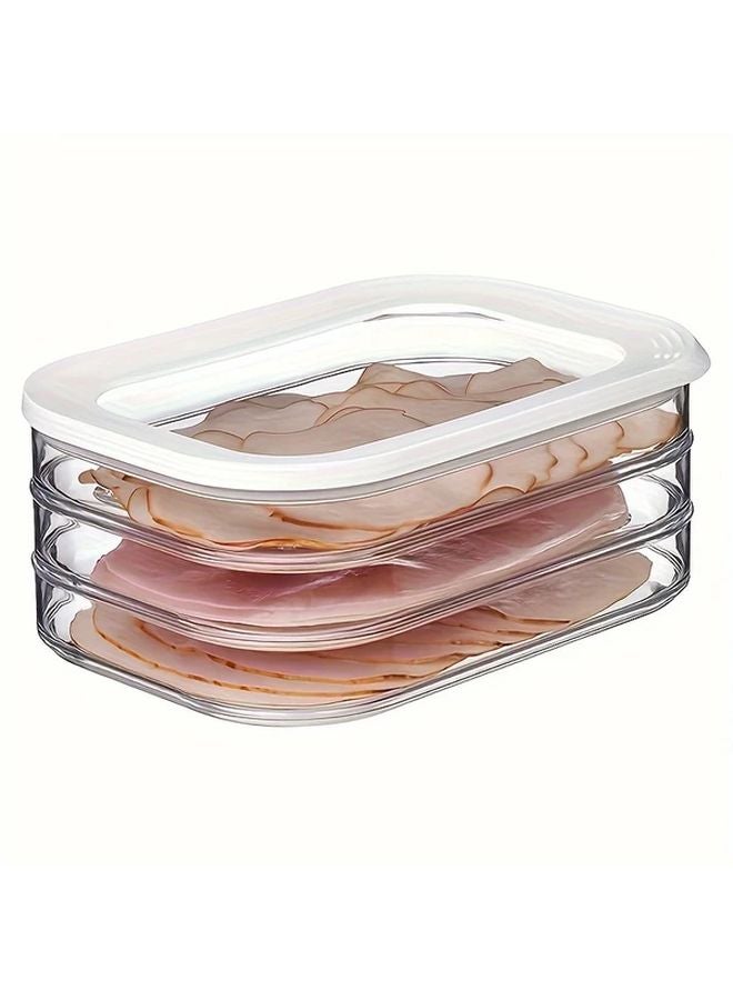 3 طبقات قابلة للتكديس خالية من مادة BPA منظمات تخزين اللحوم الباردة والجبن البلاستيكية مع أغطية - Image 1